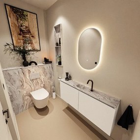 MONDIAZ TURE-DLUX 120cm toiletmeubel Talc. EDEN wastafel Glace positie midden. Met 1 kraangat. TUREDX120TALM1GLA