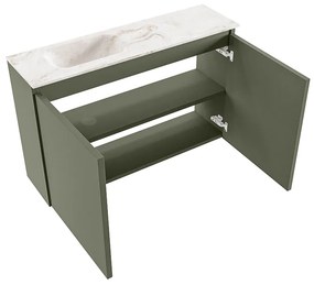 Mondiaz Ture DLux toiletmeubel 80cm army met wastafel frappe links zonder kraangat