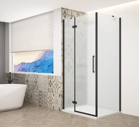 Gelco Trinity douchecabine met mat glas 110x100cm links zwart mat