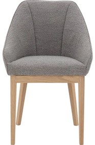 Goossens Eetkamerstoel Koncept lichtgrijs stof met armleuning, modern design