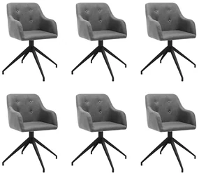 vidaXL Eetkamerstoelen draaibaar 6 st stof lichtgrijs