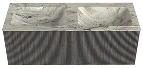 Mondiaz Kurve-dlux 120cm badmeubel shadow met 1 lade en wastafel leaf dubbel zonder kraangat glace