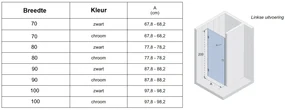 Riho Scandic X101 douchedeur rechtsdraaiend 80x200cm zwart mat