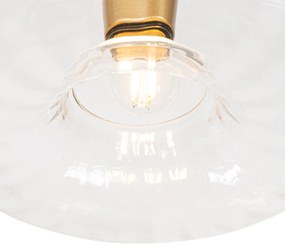 Eettafel / Eetkamer Hanglamp goud met glas langwerpig 3-lichts - Ayesha Art Deco E27 Binnenverlichting Lamp