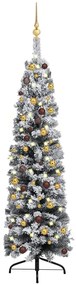 vidaXL Kunstkerstboom met LED's en kerstballen smal 150 cm groen