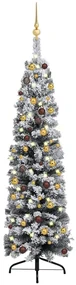 vidaXL Kunstkerstboom met LED's en kerstballen smal 150 cm groen