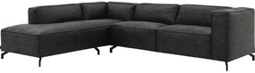 Goossens Bank Calvin grijs, micro leer, 3-zits, modern design met ligelement links