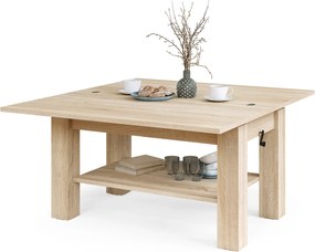 BRAVO sonoma eiken – uitschuifbare en in hoogte verstelbare salontafel, tafel met plank