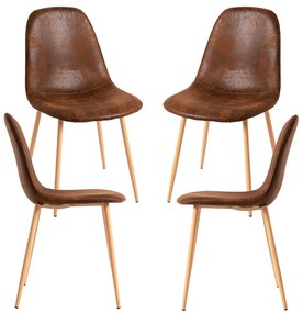 Pak 4 Teok Kunstlederen Stoelen