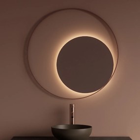 Gliss Design Kosmos spiegel rond met cirkel 80cm koper rosé met handsensor