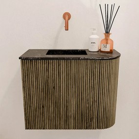 Mondiaz Joya DLux 50cm toiletmeubel ronding rechts dusk met wastafel faye links zonder kraangat lava