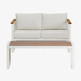 Tuinset Met 2-zitsbank En Salontafel Van Aluminium 110x55cm Lipov Gardenia Wit - Sklum