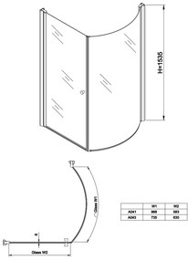 Eastbrook Beaufort Type 1 bad douchecabine 78x85cm rechts chroom
