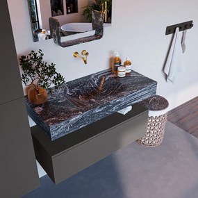 Mondiaz Alan DLux badmeubel 100cm dark grey 1 lade met wastafel lava midden zonder kraangat