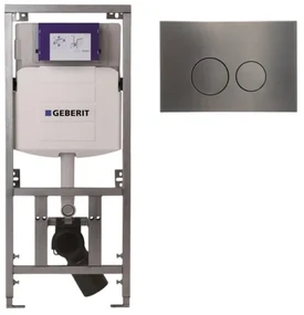 Geberit Inbouwreservoir - UP320 - QeramiQ metal bedieningsplaat - dualflush - ronde knoppen - metaal gunmetal SW706198 070133