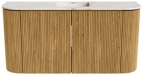 Mondiaz Joya DLux 85cm toiletmeubel ronding links/rechts oak met wastafel faye midden 1 kraangat frappe