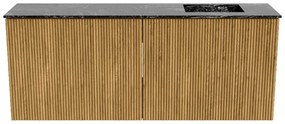 Mondiaz Joya DLux 100cm toiletmeubel oak met wastafel faye rechts 1 kraangat lava