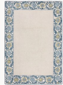Handgetuft laagpolig wollen vloerkleed Myla Floral Frame