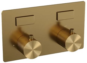 Brauer Gold Carving 2-weg inbouwthermostaat met drukknoppen messing geborsteld PVD