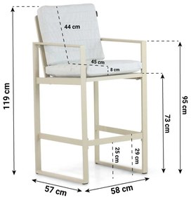 Barstoel Aluminium Taupe-naturel-bruin Lifestyle Garden Furniture Nuno
