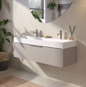 Saqu Lima voorgemonteerd badmeubel met rvs greep incl. wastafel 120x46cm mat greige