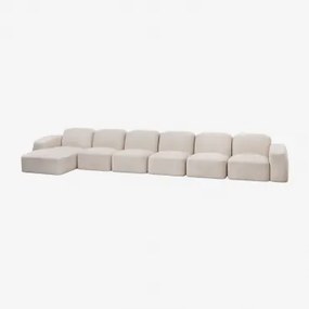 Bastian 6-delige Modulaire Chaise Longuebank Links Chenille Dik Wit - Sklum