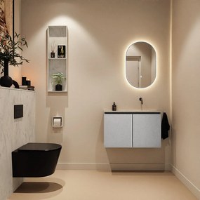 Mondiaz Ture DLux toiletmeubel 80cm plata met wastafel opalo rechts zonder kraangat