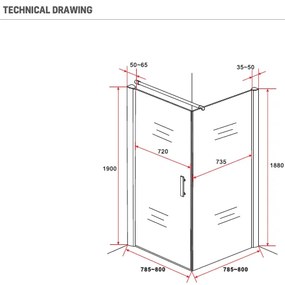 Sanigoods Momo douchecabine met draaideur 80x80cm zwart mat