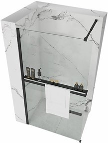 Rea Aero Black Mat 120 douchewand met plank en EVO hanger