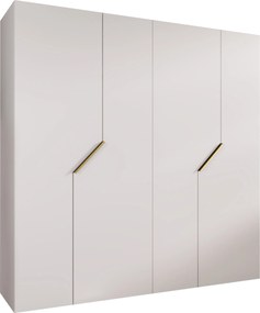 Kledingkast Hartford 595, Wit, Gouden, 202x200x52cm, 135.3 kg, Kledingkast deuren: Met scharnieren