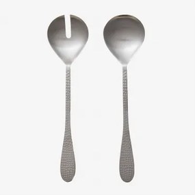 Set Van 2 Saladebestekken Van Roestvrij Staal Aina Zilver - Sklum
