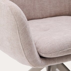 Kave Home Lexa Draaibare Eetkamerstoel Beige Chenille