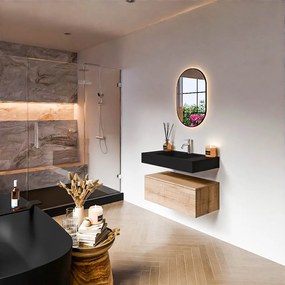Zaro Alan badmeubel 80cm washed oak 1 lade met vrijhangende wastafel cloud midden 1 kraangat urban