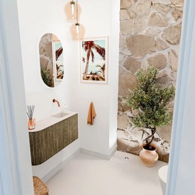 Mondiaz Joya DLux 80cm toiletmeubel ronding links dusk met wastafel faye rechts zonder kraangat meli
