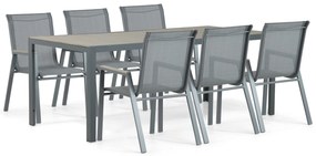 Tuinset 6 personen 200 cm Aluminium/textileen Grijs Domani Furniture Verde/Solare