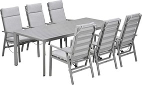 Garden Impressions Kasper tuinset 7-delig - tuintafel 220x93 cm taupe