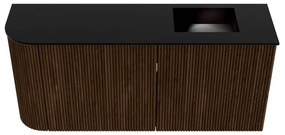 Mondiaz Joya 90cm toiletmeubel ronding links walnut met wastafel faye rechts zonder kraangat urban