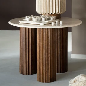 Eleonora Xavi Moderne Bijzettafel Creme Marmer - 60 X 60cm.