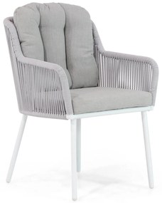 Tuinset 6 personen 220 cm Aluminium/Aluminium/polywood Wit Santika Furniture Santika