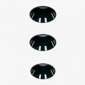 Pack Van 3 Inbouw Led Downlights Zonder Rand, Trimless, Rond Ø6,8 Cm In Aluminium Luisiana Warm Wit 2700k & Zwart & 23º & 11 W - Sklum