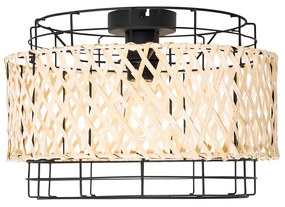 Oosterse plafondlamp zwart met bamboe - Irena