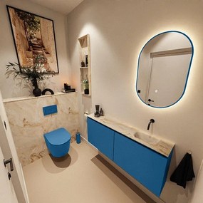 MONDIAZ TURE-DLUX 120cm toiletmeubel Jeans. EDEN wastafel Frappe positie rechts. Zonder kraangat. TUREDX120JEAR0FRA