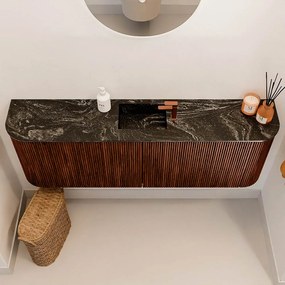 Mondiaz Joya DLux 125cm toiletmeubel ronding links/rechts ruby met wastafel faye midden 1 kraangat lava