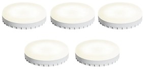 Set van 5 GX53 dim to warm LED lampen 7W 750 lm 2700K-4000K rond