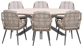 Garden Impressions Kalibo tuinset 7-delig - Tulli tuintafel 220x115 cm - light teak vironwood
