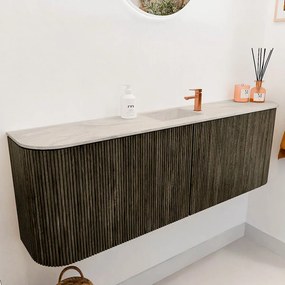 Mondiaz Joya DLux 125cm toiletmeubel ronding links/rechts shadow met wastafel faye midden 1 kraangat ostra