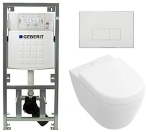 Villeroy & Boch Subway 2.0 compact DirectFlush Toiletset - Geberit reservoir - softclose - quickrelease - bedieningsplaat rechthoekige knoppen - wit 0701131/1024232/SW706187/1025456/