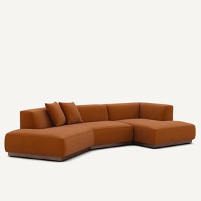 Open rechte hoekbank in linnen fluweel, JACOPO