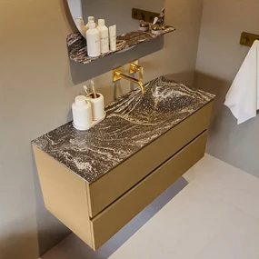 Mondiaz Vica DLux badmeubel 110cm oro 2 lades met wastafel lava rechts zonder kraangat