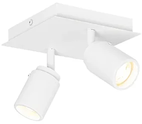 Smart badkamer Spot / Opbouwspot / Plafondspot wit vierkant 2-lichts IP44 incl. 2 Wifi GU10 50mm - Ducha Modern GU10 IP44 Lamp